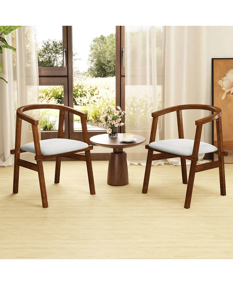 Costway Wooden Dining Chairs with Wrap-around Armrest & Padded Seat for Kitchen