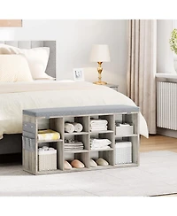 gaomon Entryway Shoe Bench with Storage & Cushioned Seat | Wooden Shoe Rack Organizer with Adjustable Shelves & Side Pockets for Hallway