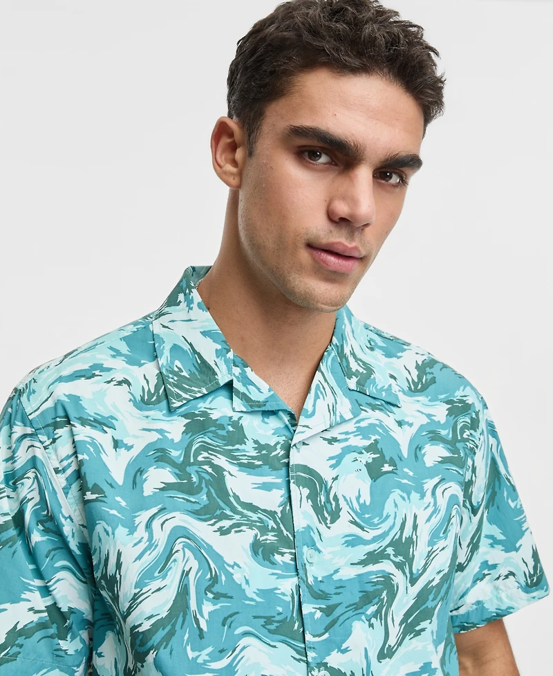 Mode of One Men's Liquid Camo Camp Swim Shirt, Macy's Exclusive