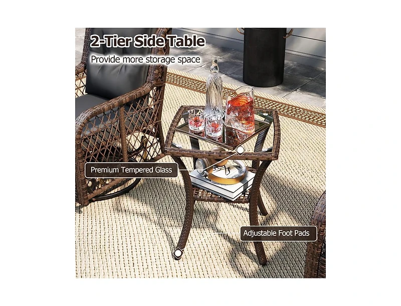 Slickblue Outdoor 3-Piece Furniture Set with Swivel Gliders and Side Table