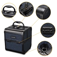 Byootique Makeup Train Case Trolley w/ Cube Case Cosmetic Organizer ForgetMeNot