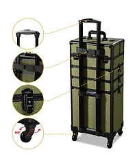 Byootique Makeup Train Case Trolley w/ Cube Case Cosmetic Organizer Rococo