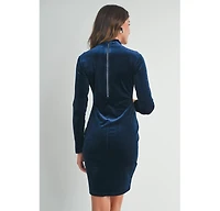 Hello Miz Maternity Velvet Long Sleeve Mock Neck Mini Dress