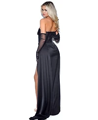 Miss Circle Women's Rebeca Satin High Slit Corset Gown