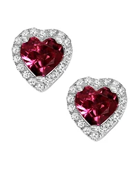 Macy's Rhodolite Garnet (1 ct. t.w.) & Diamond (1/8 ct. t.w.) Stud Earrings in 14k White Gold
