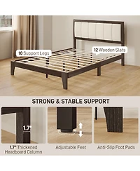 Homcom Full Size Bed Frame with Headboard Platform Bed Frame Charcoal