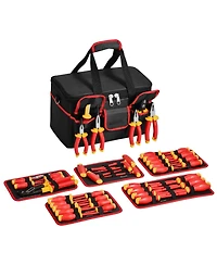 Mecale 50-Piece Insulated Screwdriver Set, 1000V Electrician Tool Kit with Magnetic Tips, T-Handle Hex Wrench & Voltage Tester