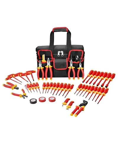 Mecale 50-Piece Insulated Screwdriver Set, 1000V Electrician Tool Kit with Magnetic Tips, T-Handle Hex Wrench & Voltage Tester