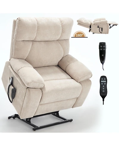 Boyel Living Heat Massage Dual Motor Infinite Position Up to 350 Lbs Large Electric Power Lift Recliners with Hidden Cup Holders