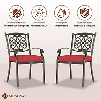 Mondawe 4-Piece Patio Dining Chair Set with Decorative Backrests and Red Cushions