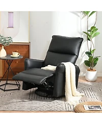 Clihome 360 Swivel Recliner Chair, Manual Rocker with Extendable Footrest & Side Pockets