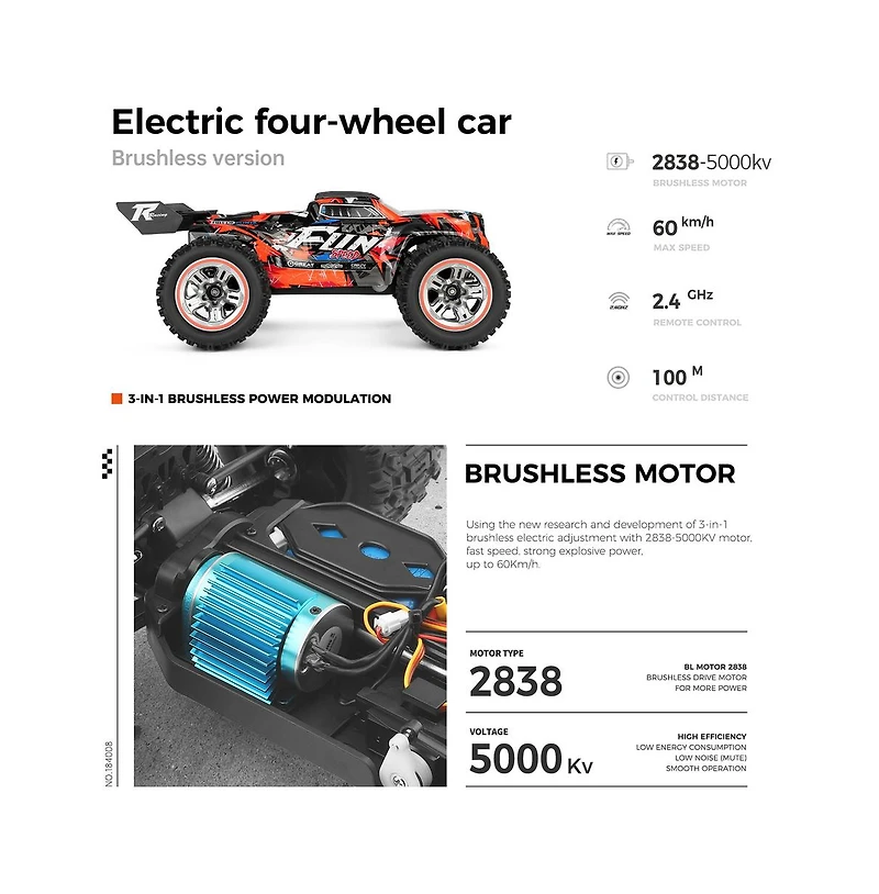 Bruce & Shark 1:18 Scale 37 Mph High-Speed Rc Truck with 4WD Brushless Motor, Alloy Frame & Oil Shock for Off-Road