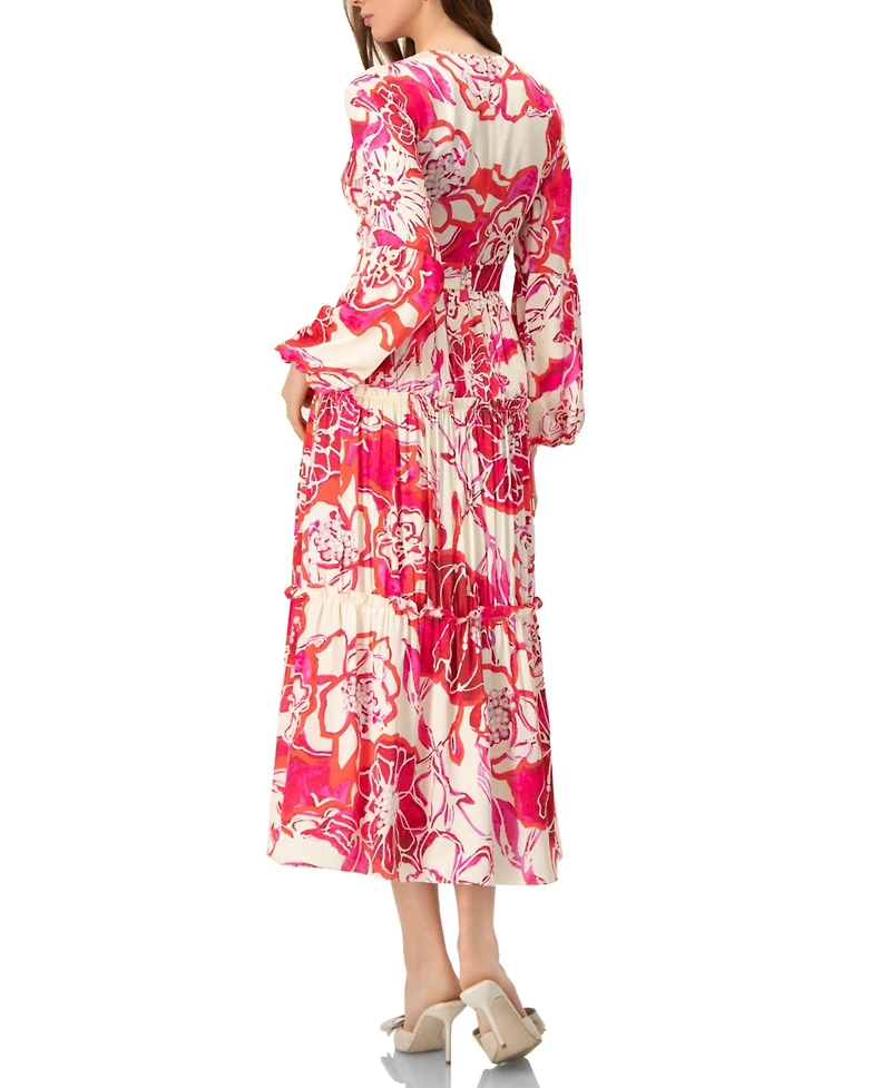 Ivonne Women's Puff Sleeve Floral Maxi Dress