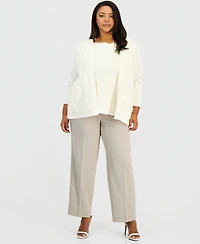 Anne Klein Plus Floral Applique Cardigan Sweater