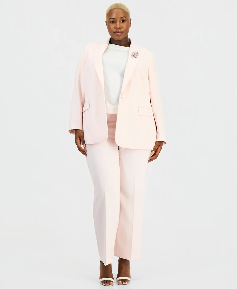 Anne Klein Plus Embellished Peak-Lapel Blazer