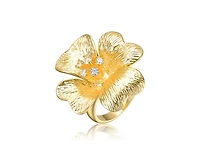 Rachel Glauber Timeless 14K Gold Plated Cubic Zirconia Flower Ring