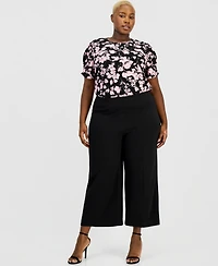 Anne Klein Essentials Plus Wide-Leg Cropped Pull-On Pants