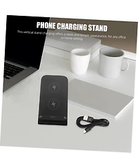 Risokeys 15w fast charging stand dual coil wireless charger, desktop mobile phone vertical wireless charger for desktop vertical and placement, black