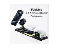 Risokeys 3 in 1 Foldable Wireless Charger, Portable Folding, for iPhone Fast Charging.