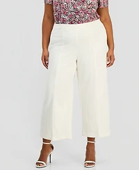 Anne Klein Essentials Plus Wide-Leg Cropped Pull-On Pants
