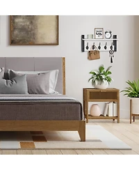 Sorbus Inch Floating Wall Shelf with 5 Heavy Duty Hooks – for Entryway, Bathroom, Bedroom, Kitchen