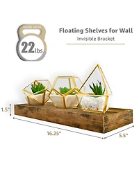 Sorbus 5 Pack 16 Inch Sorbus Long Floating Wall Shelves for Bedroom, Decor, Kitchen, Living Room - for Trophies, Frames