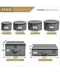 Sorbus 6-Piece Stackable Plate Carrier Set for Dinnerware, Plate Organization and Storage with Felt Plate Protector