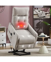 Boyel Living Chenille Power Lift Recliner Chair 155° with Massage Heat Usb for Indoor Elderly