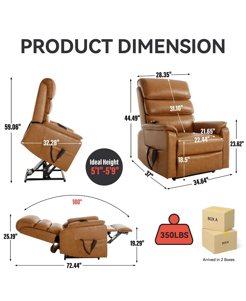 Boyel Living Dual Motor Power Lift Recliner Chair with Power-Remote Heat Massage and Heavy Duty Motion Mechanism