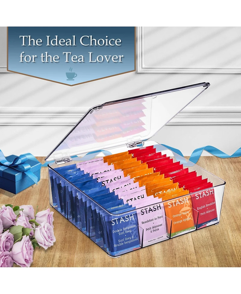 Sorbus 2 Pack 12 Compartments Tea Bag Organizer - Stores Tea Bags, Drink Packets, Condiments, and More