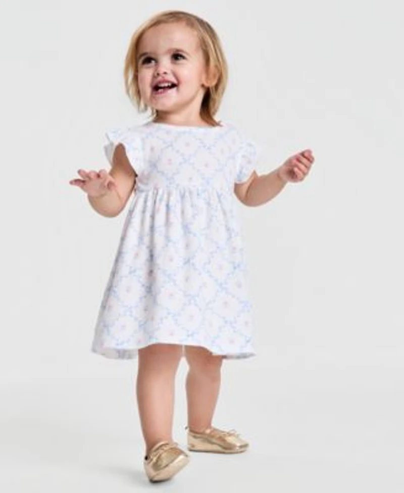 First Impressions Baby Girls Floral Print Dress Soft Sole Metallic Ballet Flats Macys Exclusive