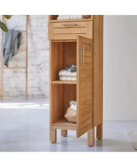 Tikamoon Solid Natural Teak Wood Bathroom Cabinet Tower Storage Adjustable Shelves