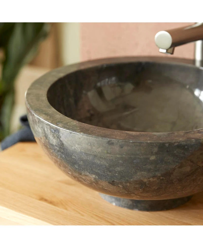 Tikamoon Smooth Genuine Marble Washbasin in a Modern Design Standard Bathroom
