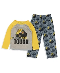Tonka Toddler Boys Dump Truck I Play Tough 2 Piece Long Sleeve Raglan Pajama Set