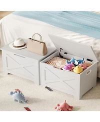 gaomon 23.6" Storage Chest, Wooden Storage Bench with Safety Hinge, Easy Assembly, Large Toy Chest for Entryway