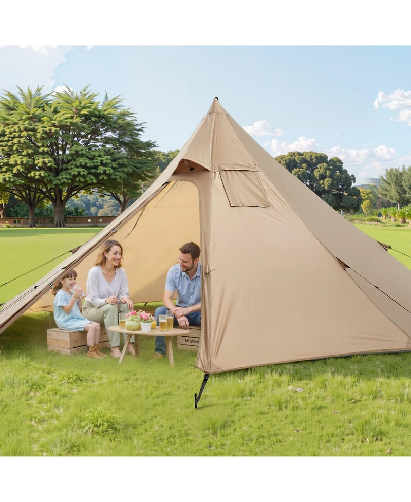 Mecale Hot Tent for 2 Persons, Waterproof Canvas Winter Tipi Tent with Stove Jack, Lightweight 4-Season Shelter, S Size