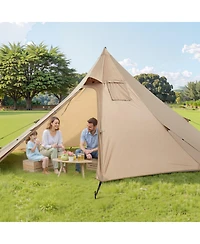 Mecale Hot Tent for 2 Persons, Waterproof Canvas Winter Tipi Tent with Stove Jack, Lightweight 4-Season Shelter, S Size