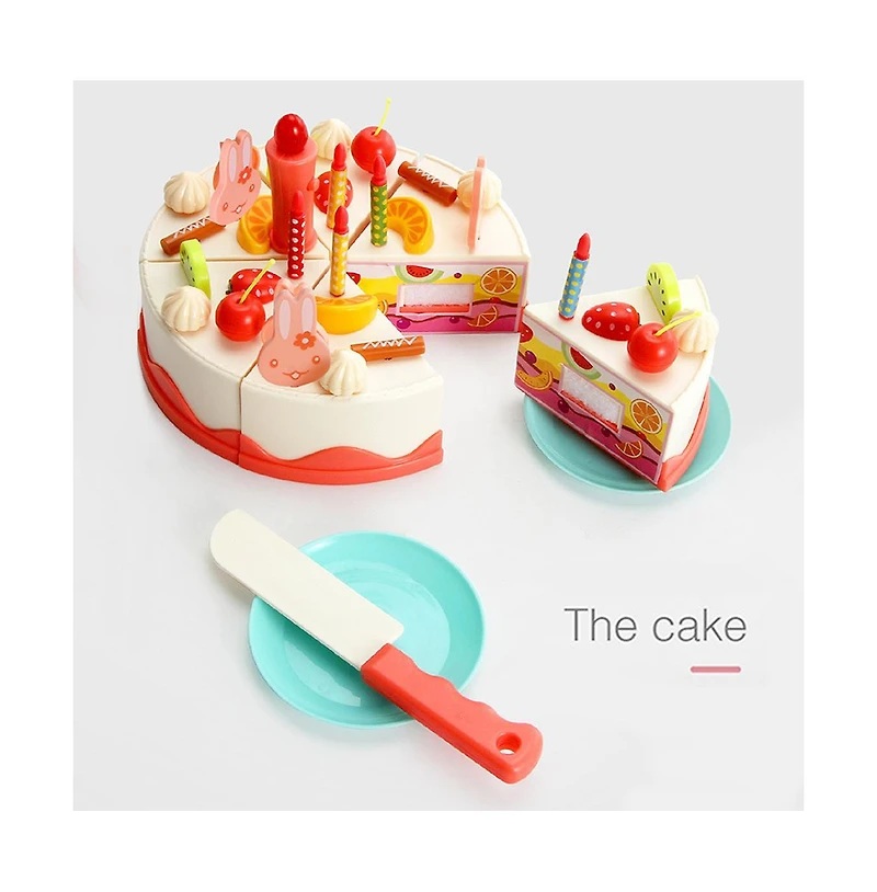 Bruce & Shark 82-Piece Birthday Cake Playset for Kids with Light-Up Candle, Music & Cuttable Cake