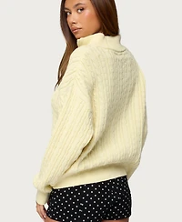 Edikted Women's Sarie Cable Knit Quarter Zip Sweater