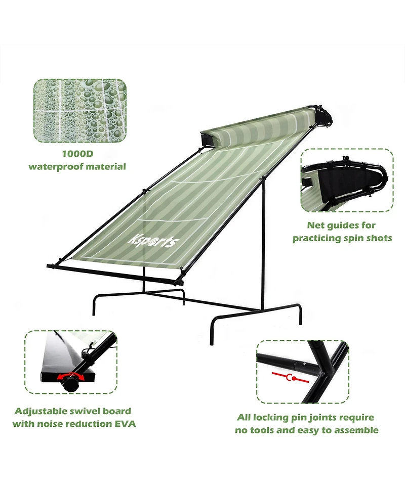 Ksports Racquet Sports Tennis Rebounder for Indoor & Outdoor w/Carry Bag, Green