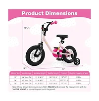 Hongge Kids Adjustable Training Bicycle with Dual Brake System Rubber Tires and Safety Features