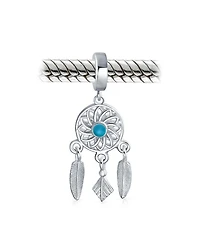Bling Jewelry Native American Dream Catcher Feather Dangle Charm Bead Silver For Bracelet