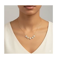 Etoielle Cocktail Necklace with Created White Topazs Rounds and Cz Halo Solitaire Gold Over Silver 18 Inches Adjustable