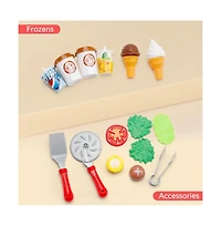 Bruce & Shark 56-Piece Kids Pretend Diner Playset, Toy Food Set with Hamburger, Fries, Sandwich & Waffle