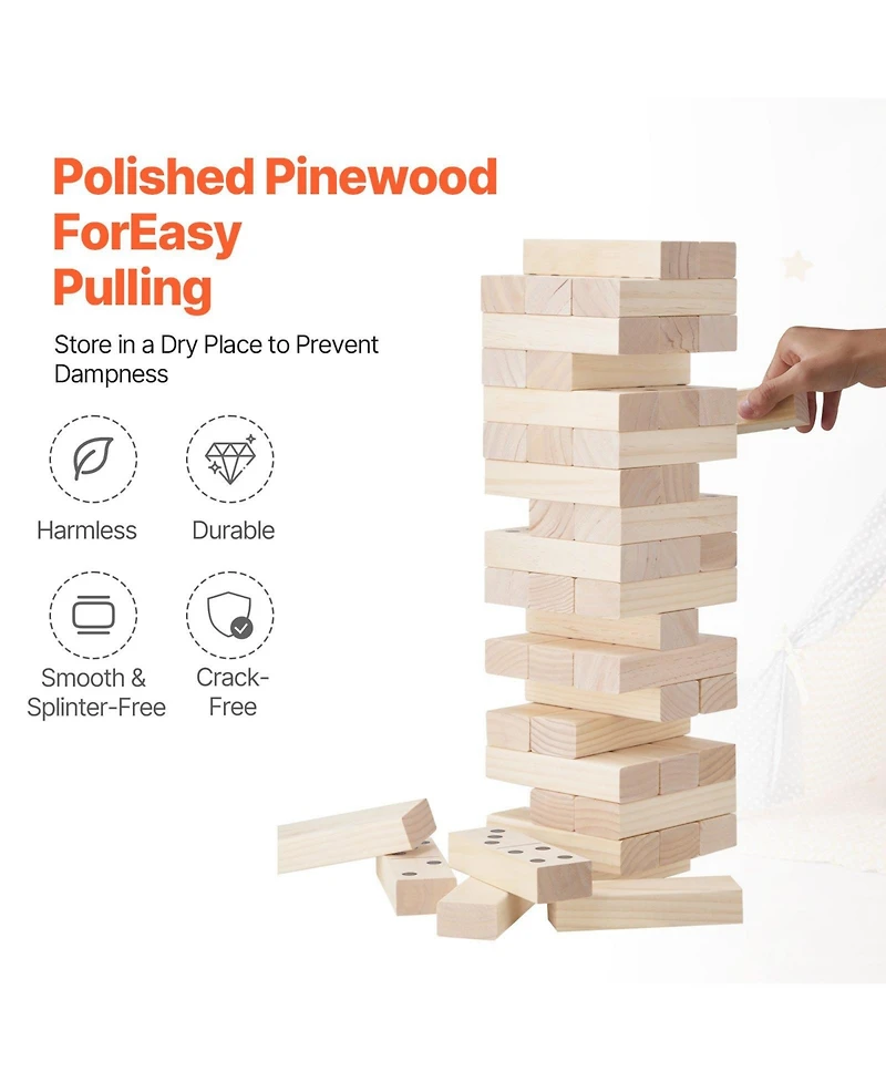 Sugift 54-Piece Large Tumbling Timber Game with Carry Bag & Scoreboard