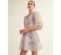 Arose Studio, Inc Women's Scarlett Printed V-Neck Mini Dress