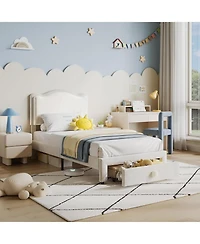 gaomon Easy Assembly Twin Size Upholstered Bed Frame Space Saving, for Living Room