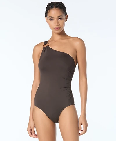 Michael Kors Embellished One-Shoulder Underwire One-Piece Swimsuit