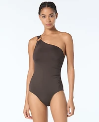 Michael Kors Embellished One-Shoulder Underwire One-Piece Swimsuit