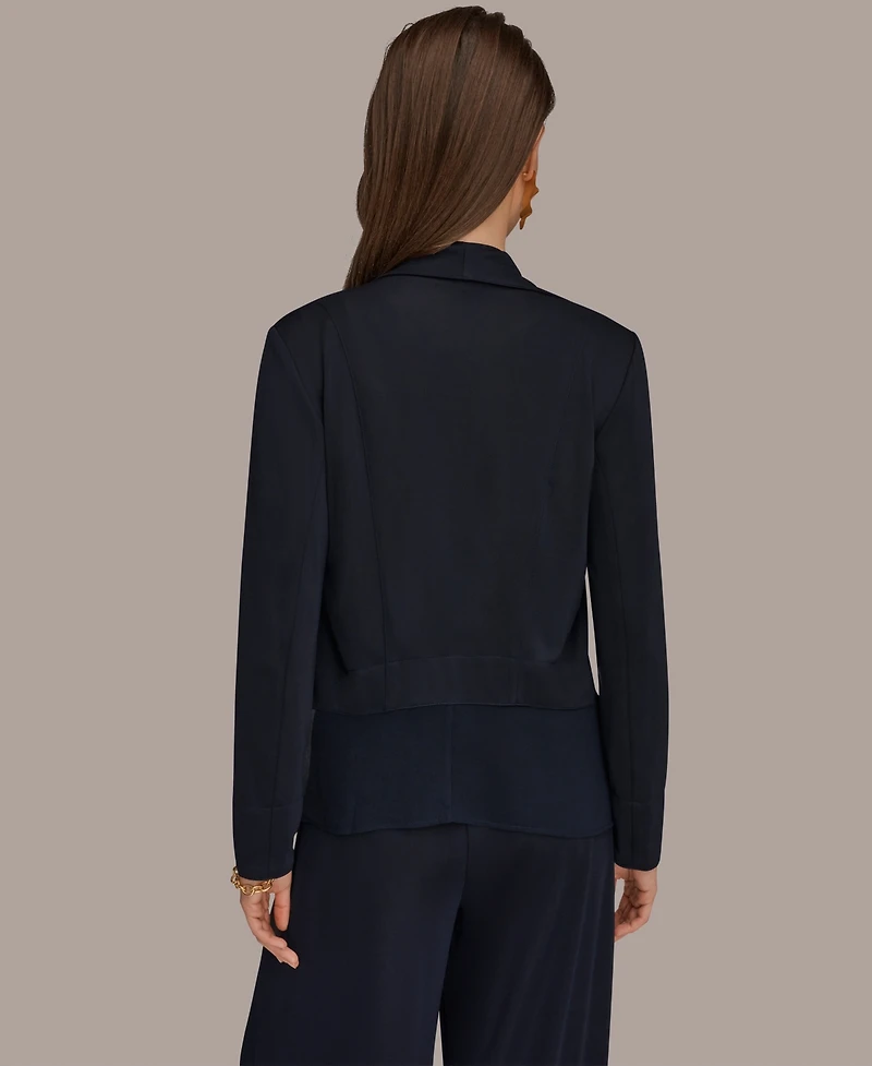 Donna Karan New York Women's Mixed Media Collared Neck Jacket